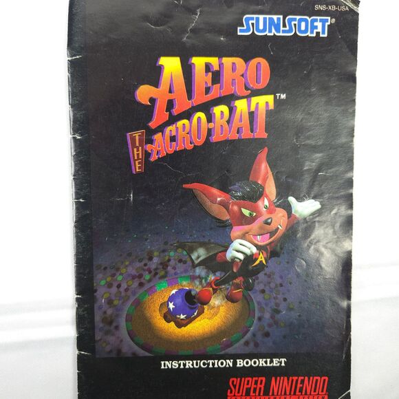 AERO THE ACRO BAT Super Nintendo SNES Instruction Manual Booklet *ONLY* - Picture 1 of 4